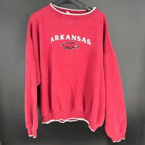 90s Vintage Arkansas Razorback Sweatshirt Crew Neck Embroidered Red Men XXL